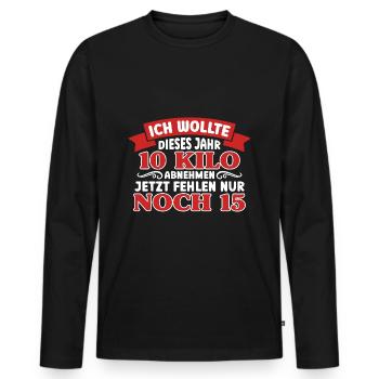 Ich wollte 10 kilo abnehmen, Spruch Funshirt - Männer Premium Bio Langarmshirt - Schwarz - Vorne - Nico (187cm)