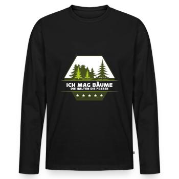 Ich mag Bäume! Lustiger Spruch Wald Natur Funshirt - Männer Premium Bio Langarmshirt - Schwarz - Vorne - Nico (187cm)
