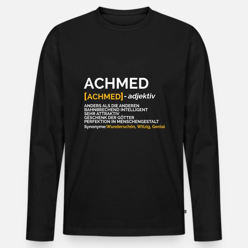 Achmed - Männer Premium Bio Langarmshirt - Schwarz