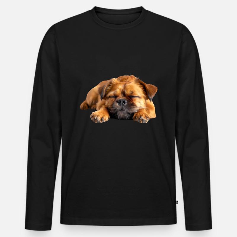 Brussels Griffon - Männer Premium Bio Langarmshirt - Schwarz