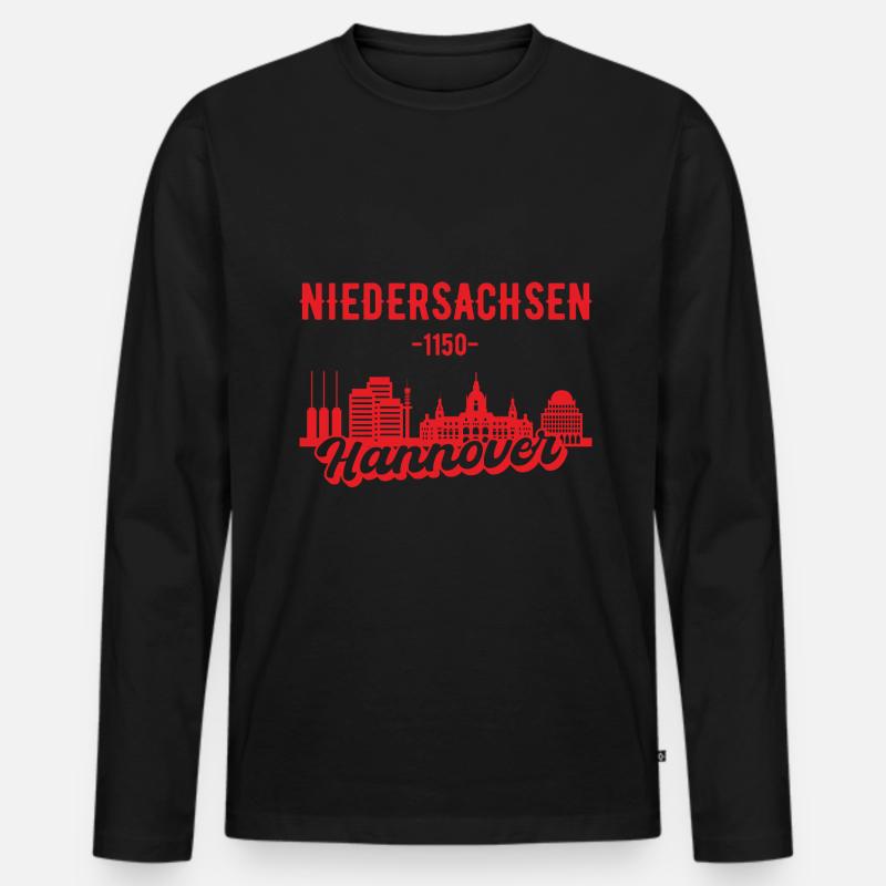 Hannover Skyline Geschenk - Männer Premium Bio Langarmshirt - Schwarz