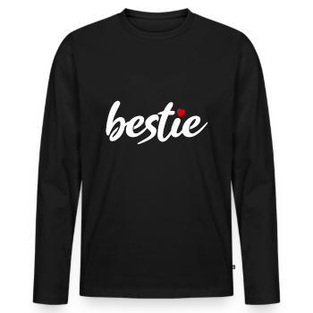 bestie Beste Bester Best Herzchen - Männer Premium Bio Langarmshirt - Schwarz - Vorne - Nico (187cm)