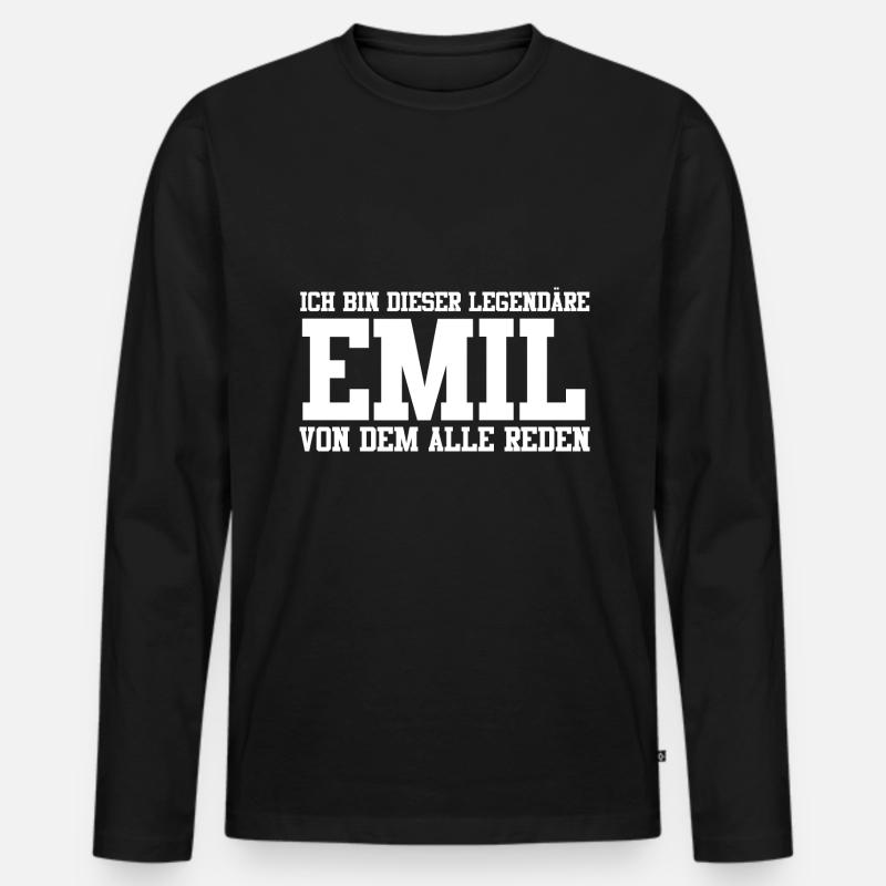 Emil Name Design - Männer Premium Bio Langarmshirt - Schwarz