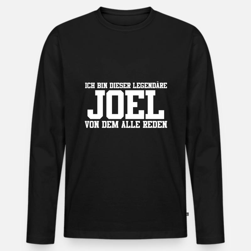 Joel Name Design - Männer Premium Bio Langarmshirt - Schwarz