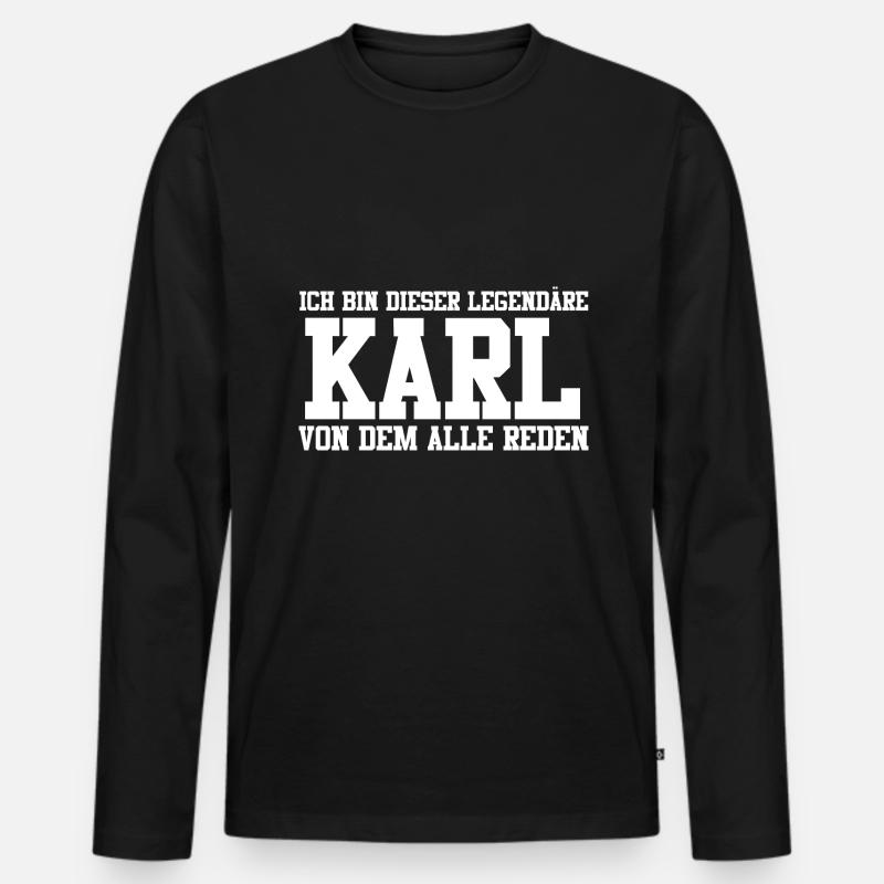 Karl Name Design - Männer Premium Bio Langarmshirt - Schwarz