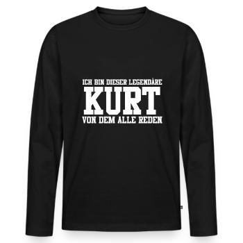 Kurt Name Design - Männer Premium Bio Langarmshirt - Schwarz - Vorne - Nico (187cm)