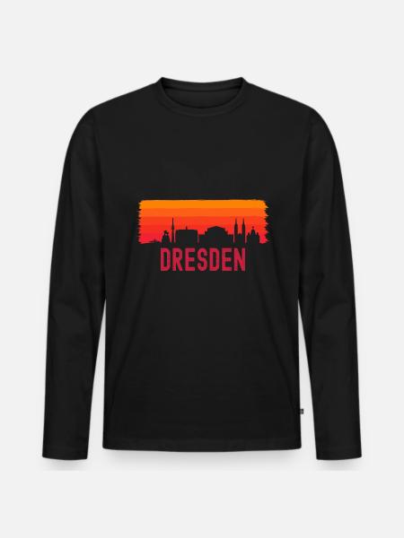 Dresden - Männer Premium Bio Langarmshirt - Schwarz