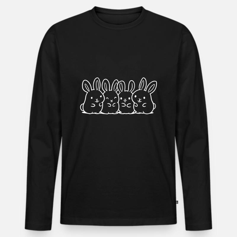 Hasen Team Niedlich - Männer Premium Bio Langarmshirt - Schwarz