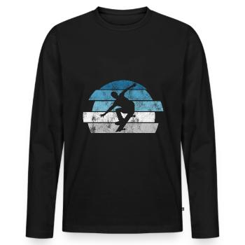 Skateboarder Skateboard Skater Skate Skateing - Men's Premium Organic Long Sleeve Shirt - black - Front - Nico (187cm)