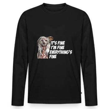 Hund, Streuner, süß Humor, Motivation, Geschenk - Männer Premium Bio Langarmshirt - Schwarz - Vorne - Nico (187cm)
