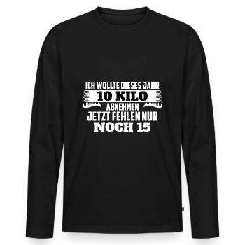 Ich wollte 10 kilo abnehmen, Spruch Funshirt - Männer Premium Bio Langarmshirt - Schwarz - Vorne - Nico (187cm)