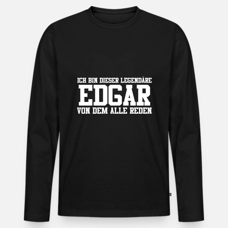 Edgar Name Design - Männer Premium Bio Langarmshirt - Schwarz