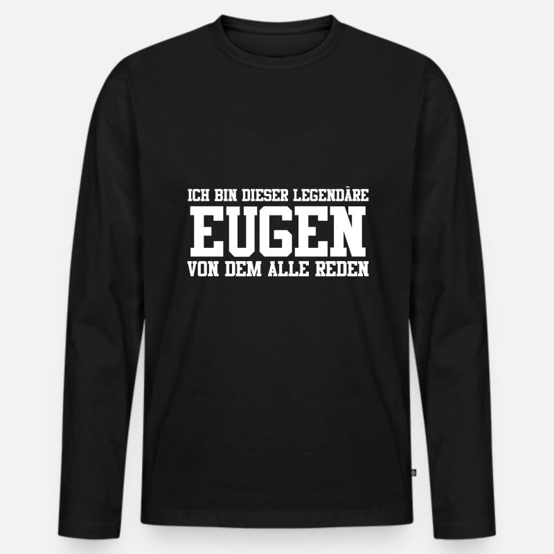 Eugen Name Design - Männer Premium Bio Langarmshirt - Schwarz