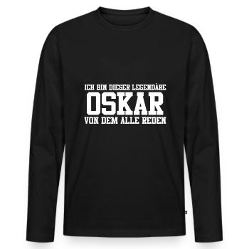 Oskar Name Design - Männer Premium Bio Langarmshirt - Schwarz - Vorne - Nico (187cm)