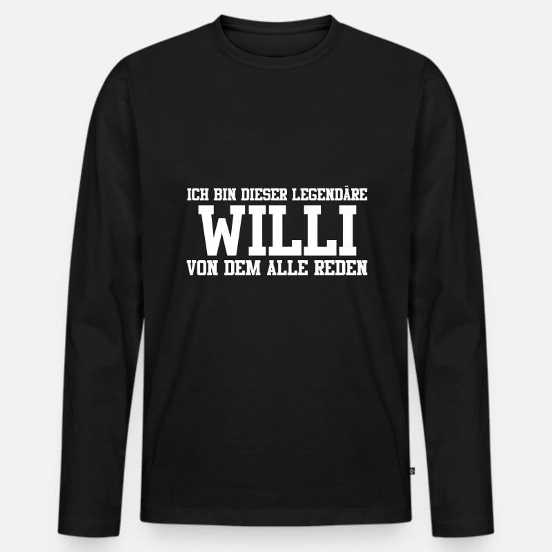 Willi Name Design - Männer Premium Bio Langarmshirt - Schwarz