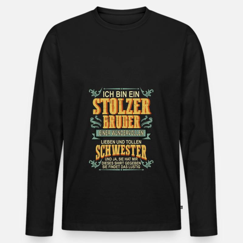 stolzer bruder - Männer Premium Bio Langarmshirt - Schwarz