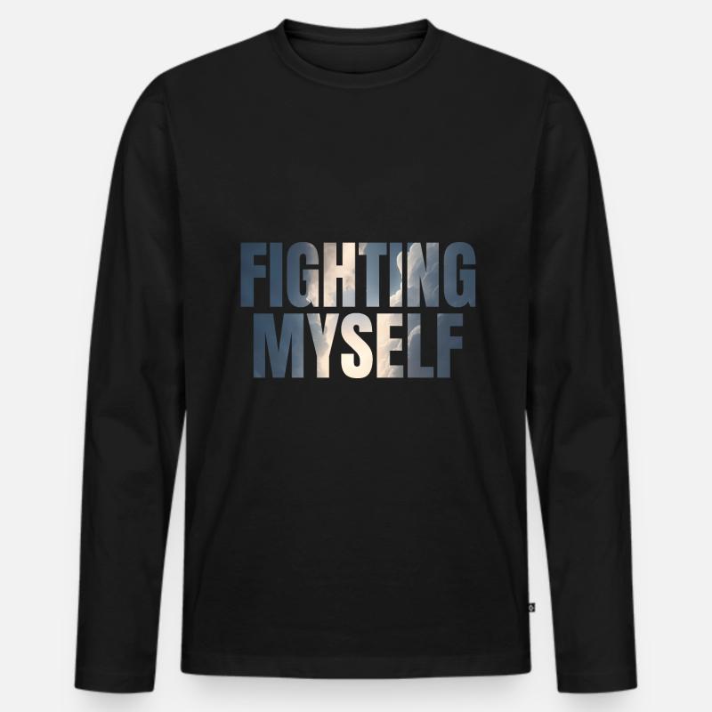 fighting myself Depression Geschenkidee - Männer Premium Bio Langarmshirt - Schwarz