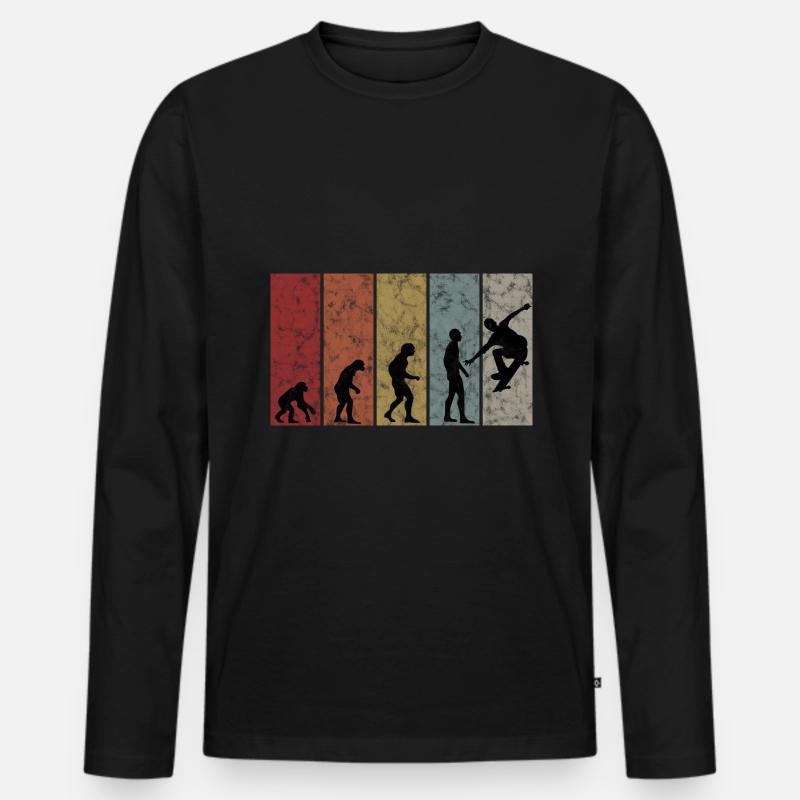 Skateboarder Skateboard Skater Skate Evolution - Männer Premium Bio Langarmshirt - Schwarz