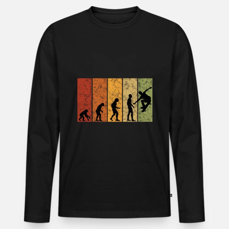 Skateboarder Skateboard Skater Skate Evolution - Männer Premium Bio Langarmshirt - Schwarz