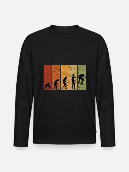 Skateboarder Skateboard Skater Skate Evolution - Men's Premium Organic Long Sleeve Shirt - black