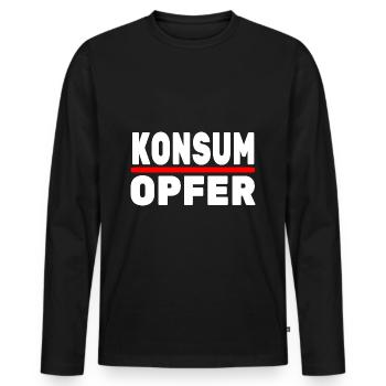 Konsumopfer Konsument Konsumieren Kaufsucht - Männer Premium Bio Langarmshirt - Schwarz - Vorne - Nico (187cm)