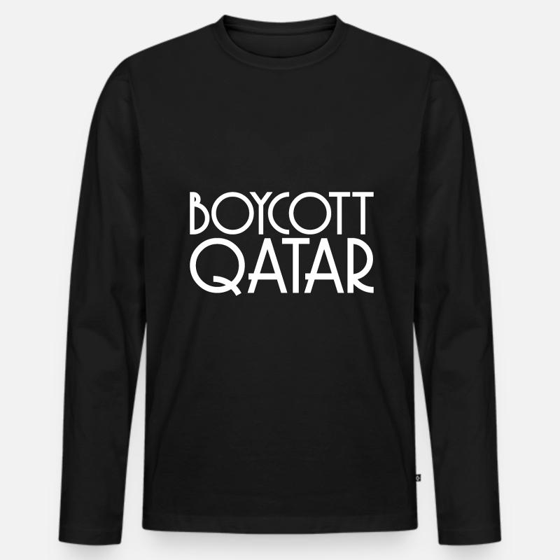Boykott Spruch Katar Geschenk - Männer Premium Bio Langarmshirt - Schwarz