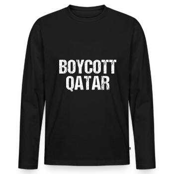Boykott Katar Geschenk - Männer Premium Bio Langarmshirt - Schwarz - Vorne - Nico (187cm)