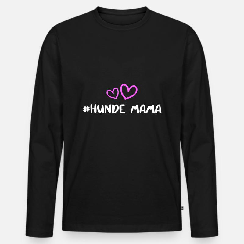 Hunde Mama Herz - Männer Premium Bio Langarmshirt - Schwarz