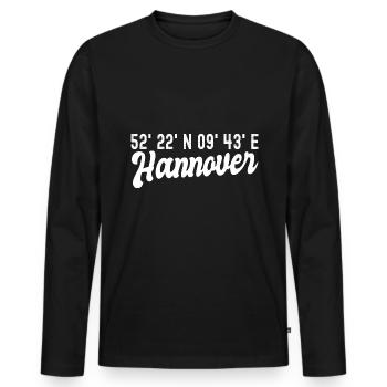Hannover - Männer Premium Bio Langarmshirt - Schwarz - Vorne - Nico (187cm)
