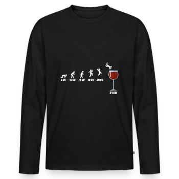 Endlich Abends Und Wein Zeit Für Wein-Liebhaber We - Männer Premium Bio Langarmshirt - Schwarz - Vorne - Nico (187cm)