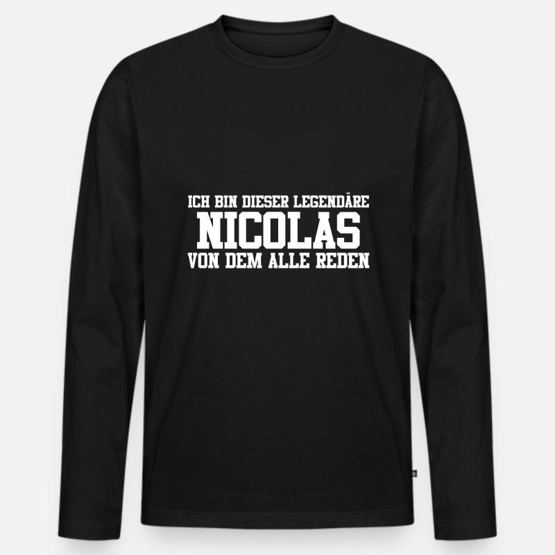 Nicolas Name Design - Männer Premium Bio Langarmshirt - Schwarz
