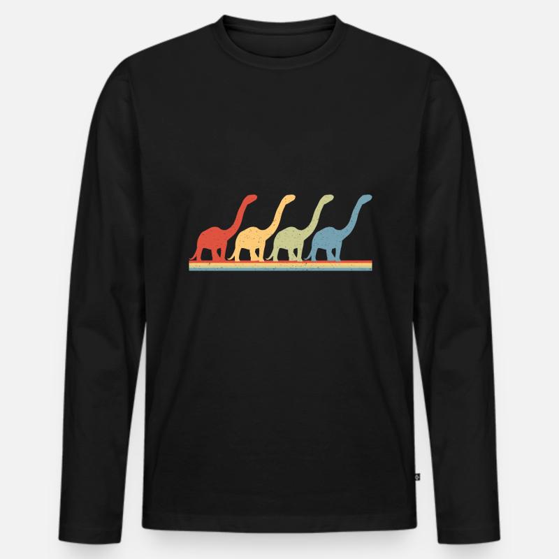 Brontosaurus Dino Geschenk - Männer Premium Bio Langarmshirt - Schwarz