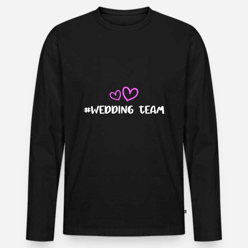 Hochzeit Team Herz - Männer Premium Bio Langarmshirt - Schwarz