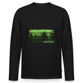 I Hate People I Forest Nature Camping Outdoor - Men's Premium Organic Long Sleeve Shirt - black - Front - Nico (187cm)
