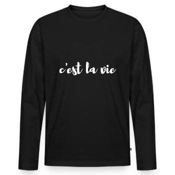C'est la vie - Men's Premium Organic Long Sleeve Shirt - black - Front - Nico (187cm)