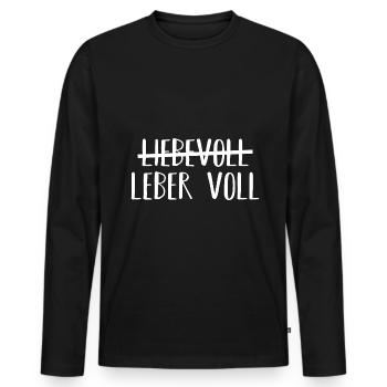 Liebevoll Leber voll Geschenk - Männer Premium Bio Langarmshirt - Schwarz - Vorne - Nico (187cm)
