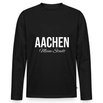 Aachen Deutschland Aachener Dom Germany - Männer Premium Bio Langarmshirt - Schwarz - Vorne - Nico (187cm)