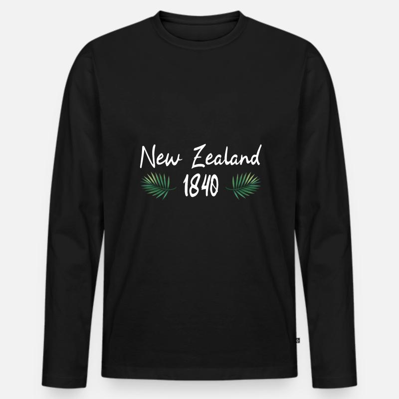 Neuseeland Urlaub Neuseeländer Geschenk - Männer Premium Bio Langarmshirt - Schwarz