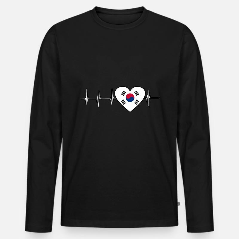 Südkorea - Männer Premium Bio Langarmshirt - Schwarz