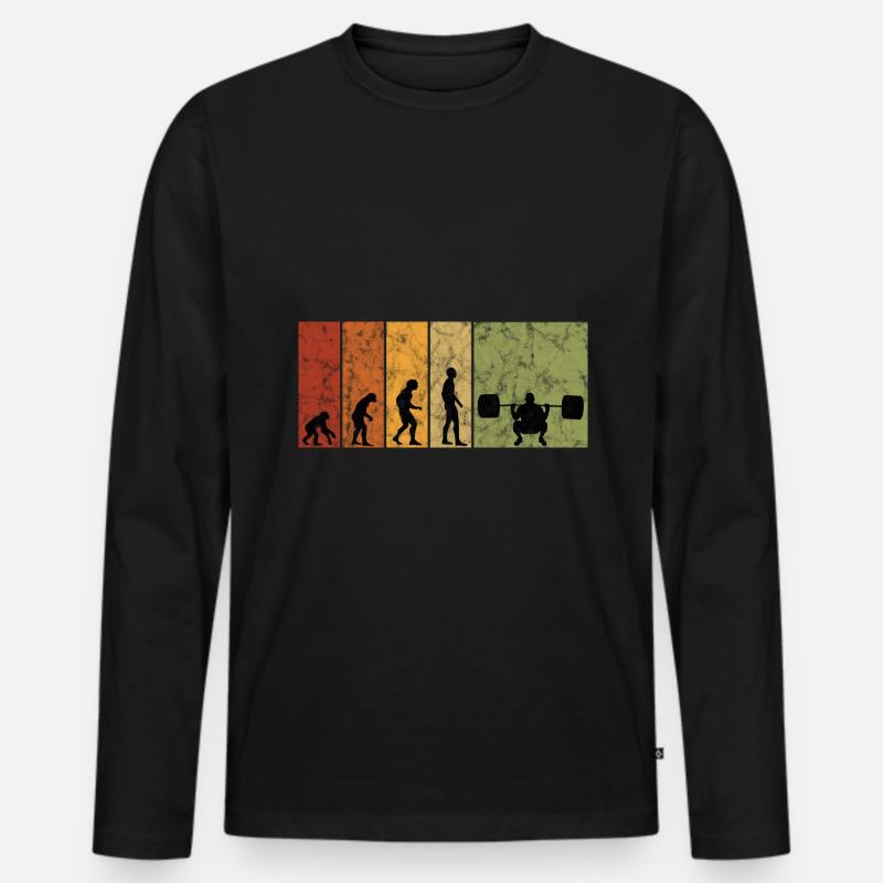 Bodybuilding Bodybuilder GYM Evolution Retro - Männer Premium Bio Langarmshirt - Schwarz