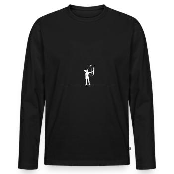 Bogenschießen Bogenschiessen Bogensport - Männer Premium Bio Langarmshirt - Schwarz - Vorne - Nico (187cm)