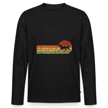 Trotter trotting races in retro or vintage style - Men's Premium Organic Long Sleeve Shirt - black - Front - Nico (187cm)