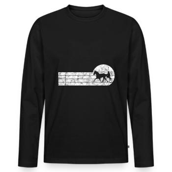 Trotter trotting races in retro or vintage style - Men's Premium Organic Long Sleeve Shirt - black - Front - Nico (187cm)