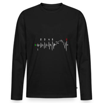 Motorcycle Heartbeat Motorcyclist Racing Machine - Men's Premium Organic Long Sleeve Shirt - black - Front - Nico (187cm)