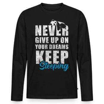 Bambus Großer Panda Stofftier Niedlich - Männer Premium Bio Langarmshirt - Schwarz - Vorne - Nico (187cm)