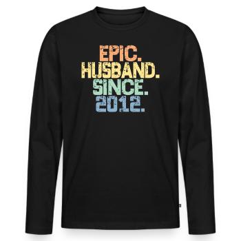 Mari épique depuis 2012 - 11e anniversaire pour hommes - T-shirt manches longues Premium bio Homme - noir - Devant - Nico (187cm)
