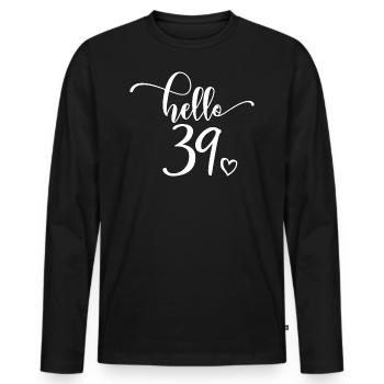 Hello 39 - Cadeau mignon de 39e anniversaire pour femmes - T-shirt manches longues Premium bio Homme - noir - Devant - Nico (187cm)