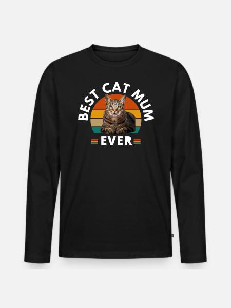 BEST CAT MUM EVER - Men's Premium Organic Long Sleeve Shirt - black