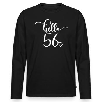 Hello 56 - Cadeau mignon de 56e anniversaire pour femmes - T-shirt manches longues Premium bio Homme - noir - Devant - Nico (187cm)