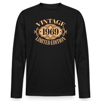 Vintage 1969 55e anniversaire hommes femmes 55 ans - T-shirt manches longues Premium bio Homme - noir - Devant - Nico (187cm)
